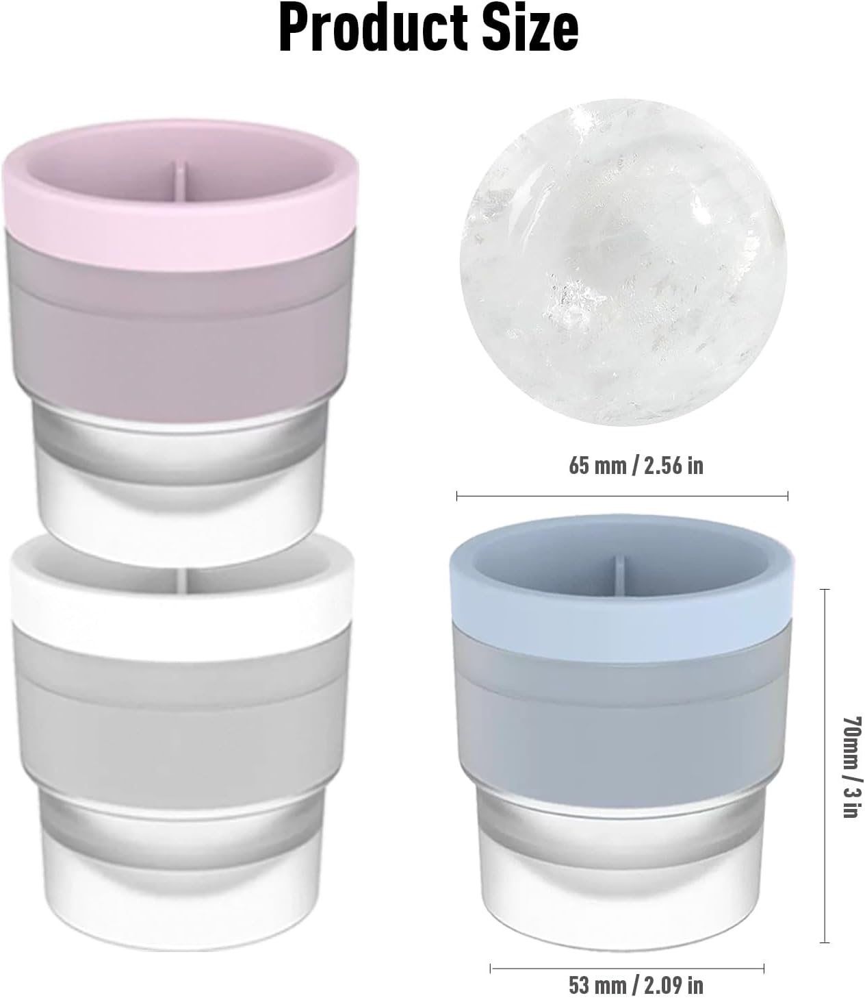 Large Ice Ball Molds 6 PCS - Silicone Spherical Ice Cube Trays for Whiskey, Cocktails, Cold Drinks - Freezer Safe Ice Maker for Refrigerator & Baby Food Storage - Image 2