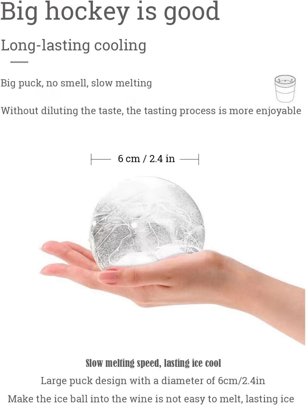 Large Ice Ball Molds 6 PCS - Silicone Spherical Ice Cube Trays for Whiskey, Cocktails, Cold Drinks - Freezer Safe Ice Maker for Refrigerator & Baby Food Storage - Image 4