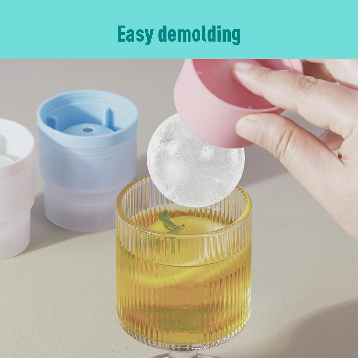 Large Ice Ball Molds 6 PCS - Silicone Spherical Ice Cube Trays for Whiskey, Cocktails, Cold Drinks - Freezer Safe Ice Maker for Refrigerator & Baby Food Storage - Image 5
