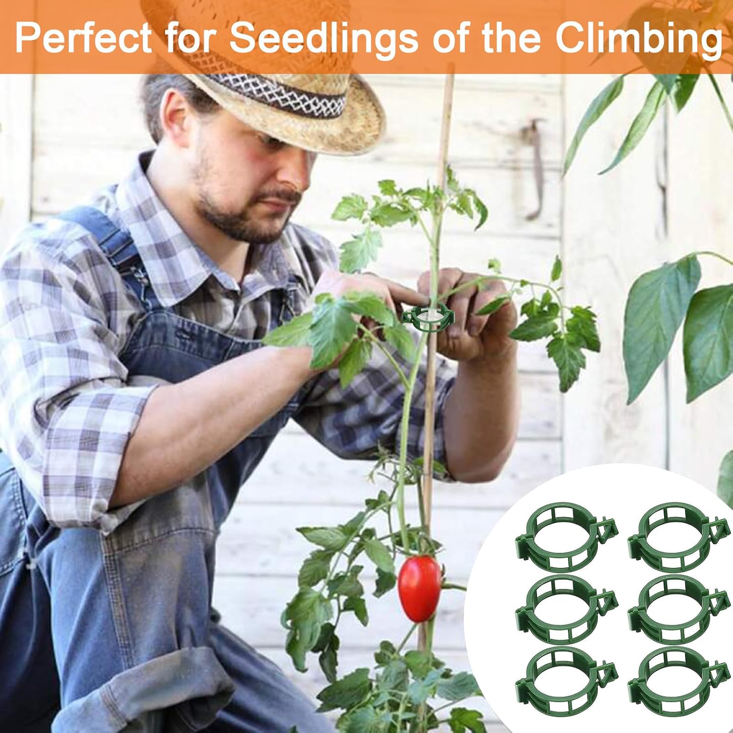 Tomato Clips for Climbing Plants, 300 Pcs Reusable Plastic Tomato Plant Clips for Climbing Plants,Tomato Trellis Clips for Plants Support - Image 5