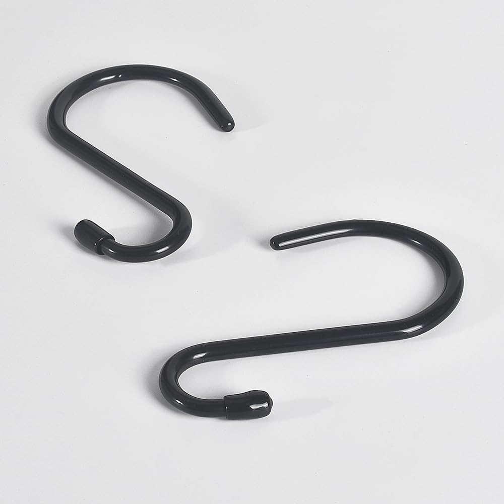 6 Inch Heavy Duty Vinyl Coated S Hooks, Black Rubber Coated S Hooks, Extra Thick Non Slip Metal S Hanger for Closet, Garden, Garage, Kitchen Hanging, Black, Pack of 6 - Image 4
