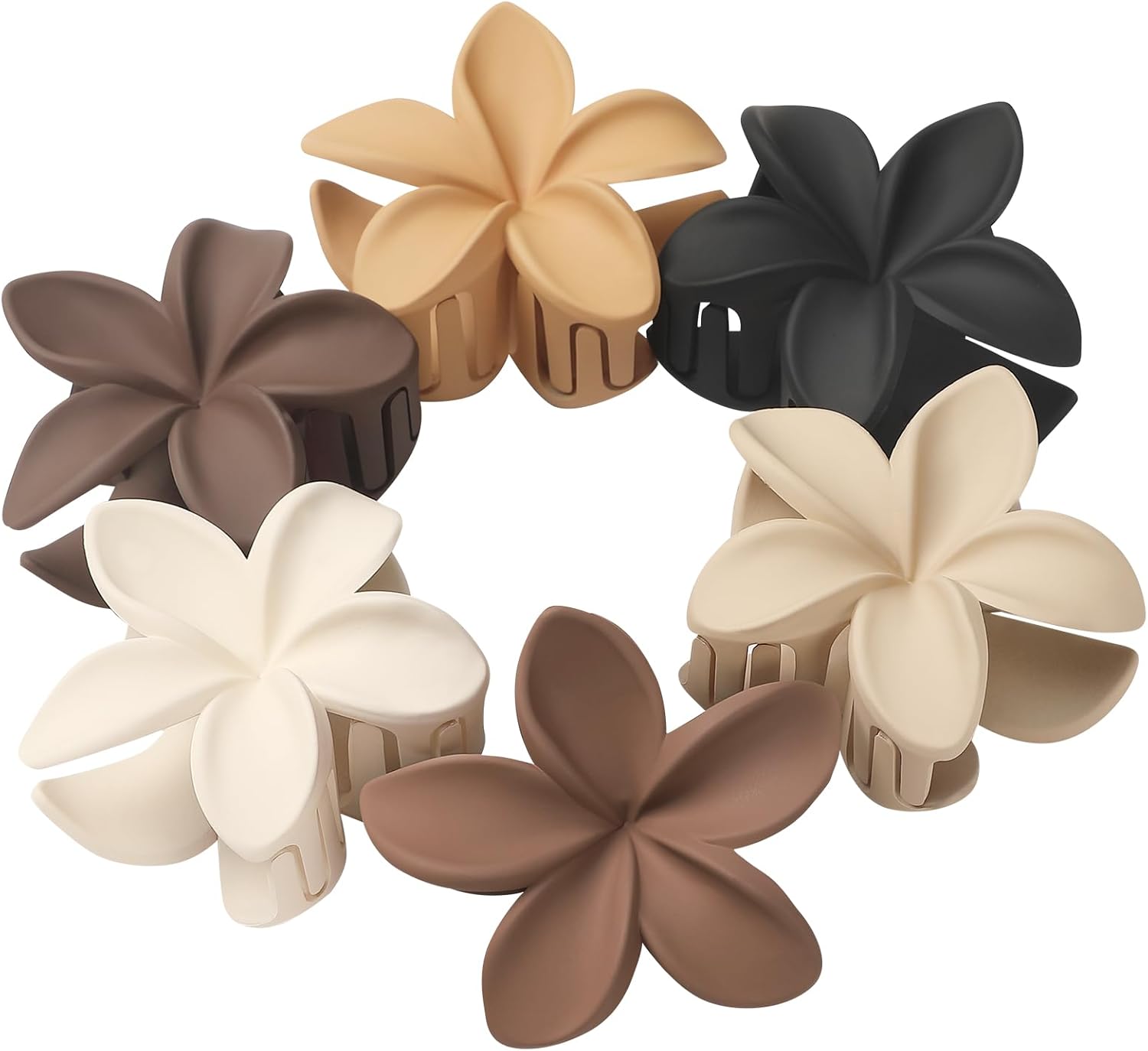 Hawaiian Plumeria Flower Claw Hair Clips - 6 Pcs Large for Thick Hair and Thin for Beach, Hair Accessories for Women and Girls - Khaki - Image 2