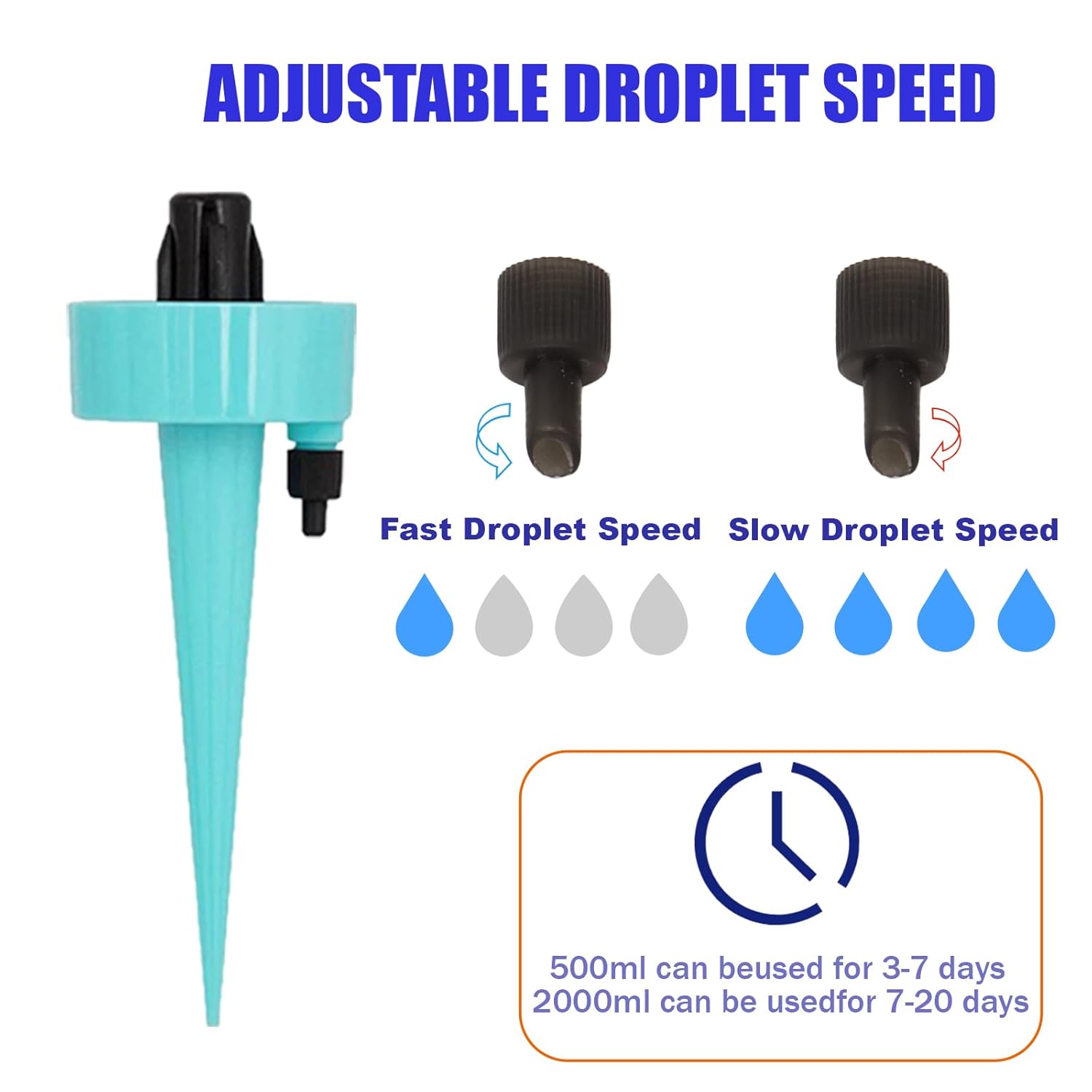 8 Pack Self Watering Spikes, Automatic Plant Irrigation Drippers, Plastic Self Watering Device with Adjustable Control Valve for Indoor & Outdoor Plants and Flowers, Easy to Install - Image 3