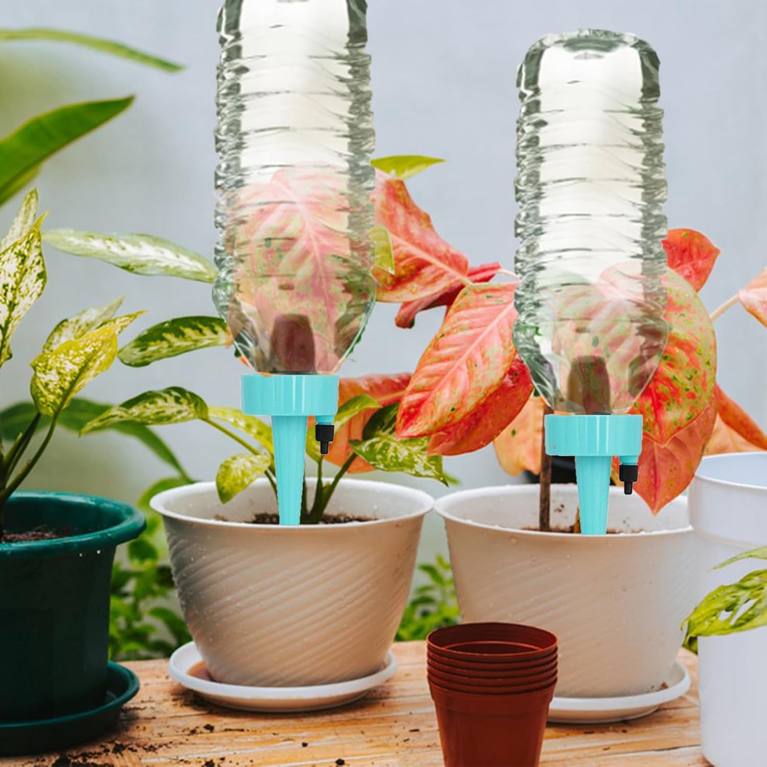8 Pack Self Watering Spikes, Automatic Plant Irrigation Drippers, Plastic Self Watering Device with Adjustable Control Valve for Indoor & Outdoor Plants and Flowers, Easy to Install - Image 7