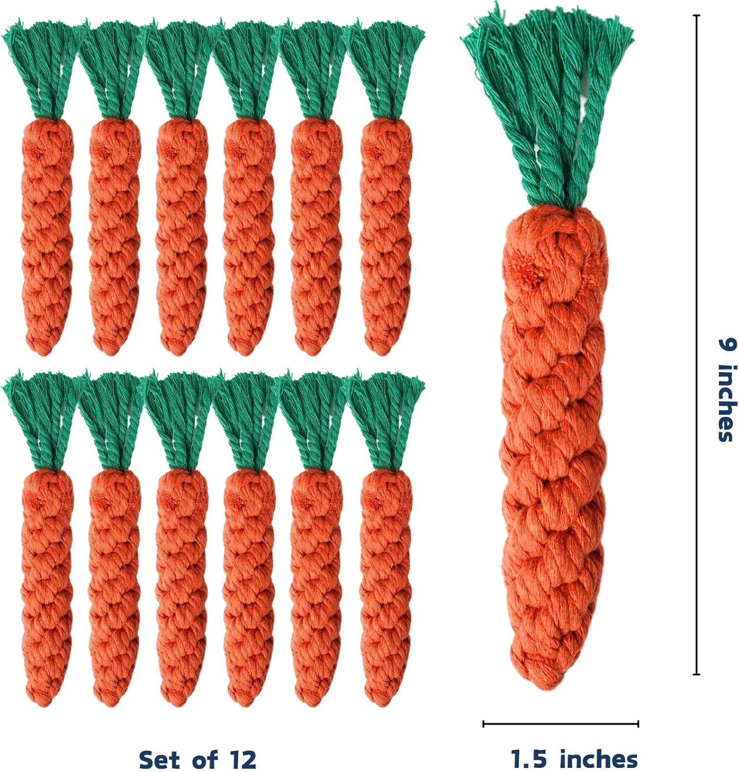 12 PCS Carrot Dog Rope Toys for Dogs, Durable Chew Toys for Aggressive Chewers, Entertainment & Interaction, Teeth Cleaning and Chewing, All-Cotton - Image 2