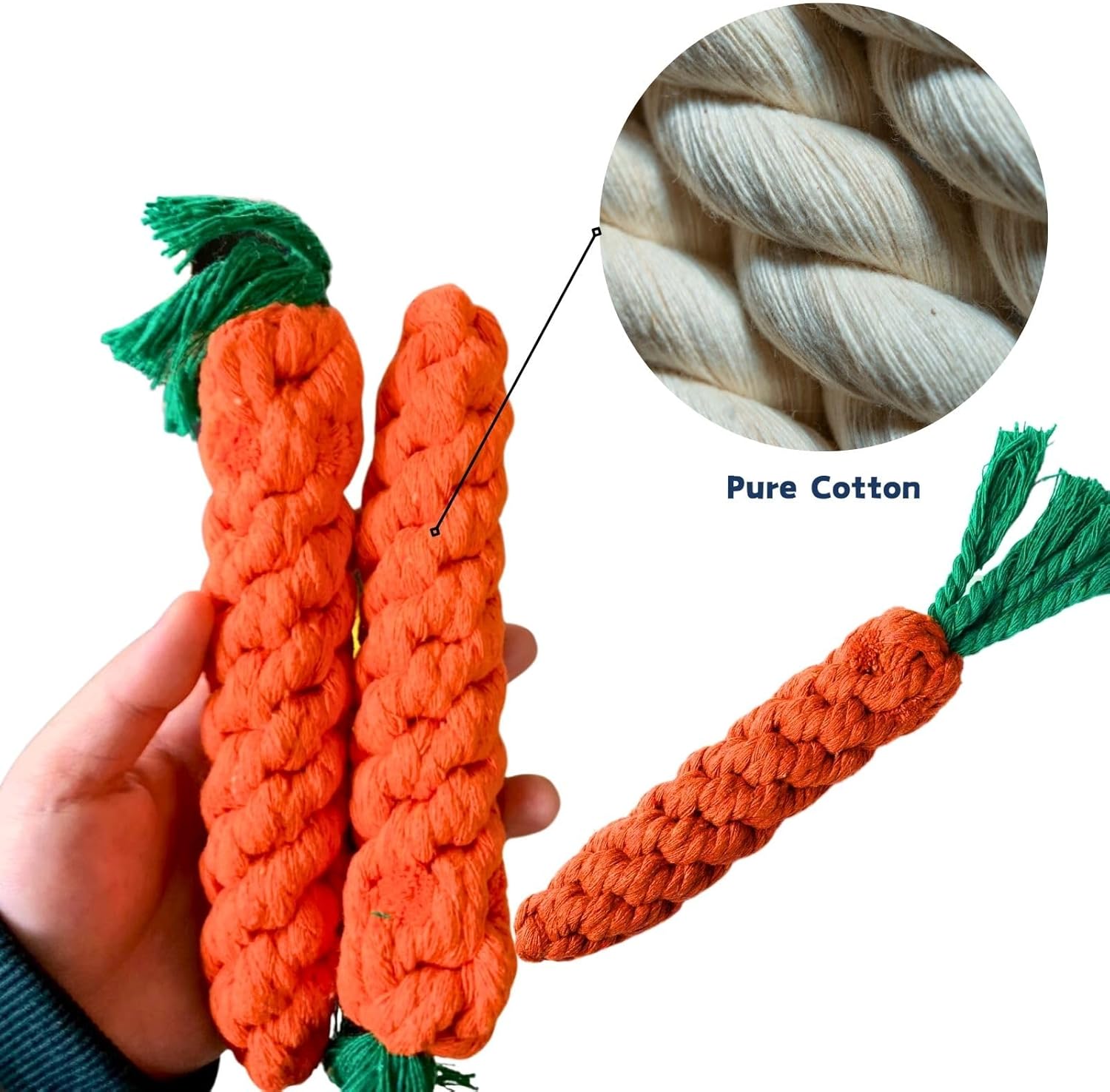 12 PCS Carrot Dog Rope Toys for Dogs, Durable Chew Toys for Aggressive Chewers, Entertainment & Interaction, Teeth Cleaning and Chewing, All-Cotton - Image 4