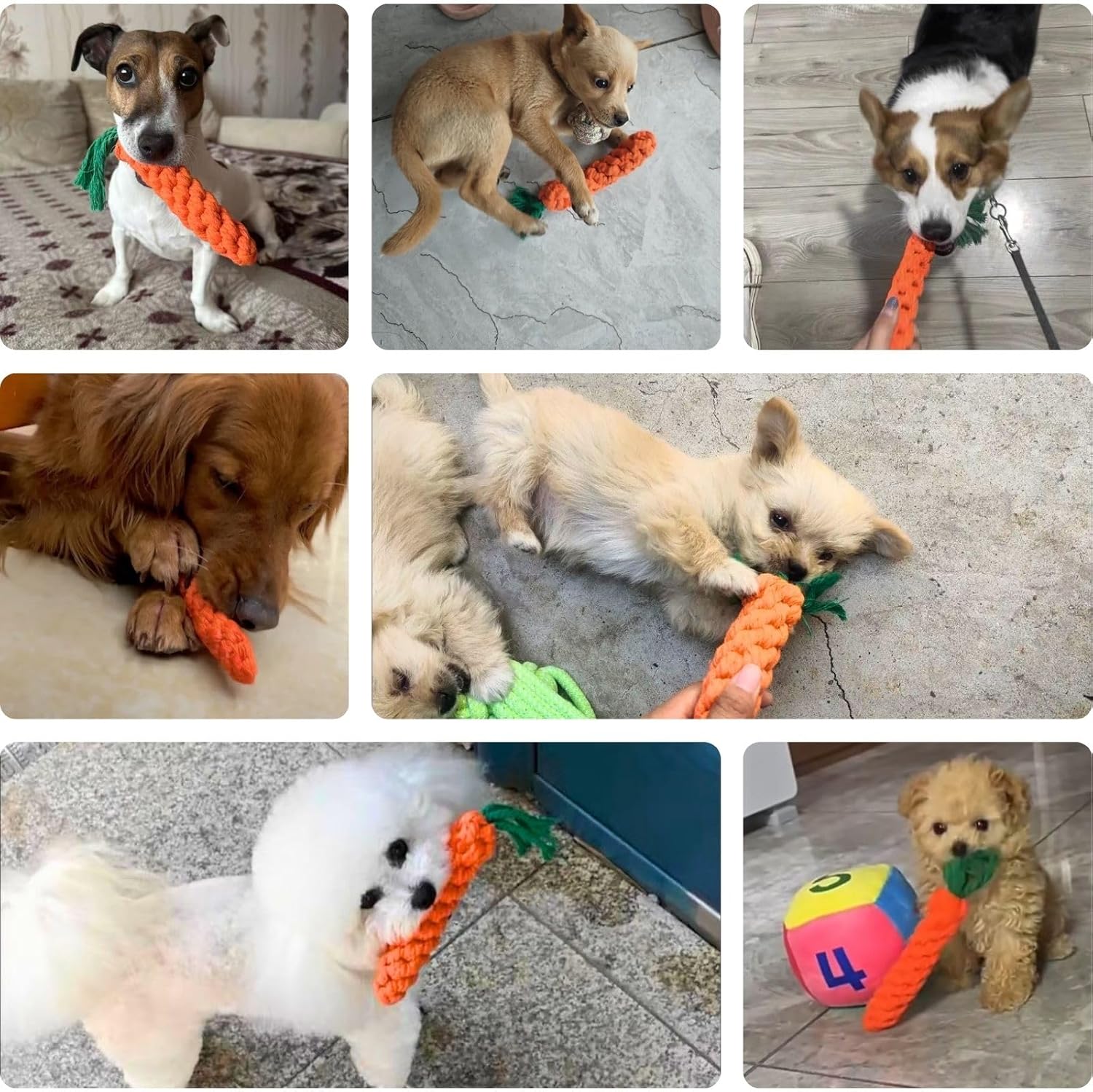 12 PCS Carrot Dog Rope Toys for Dogs, Durable Chew Toys for Aggressive Chewers, Entertainment & Interaction, Teeth Cleaning and Chewing, All-Cotton - Image 5