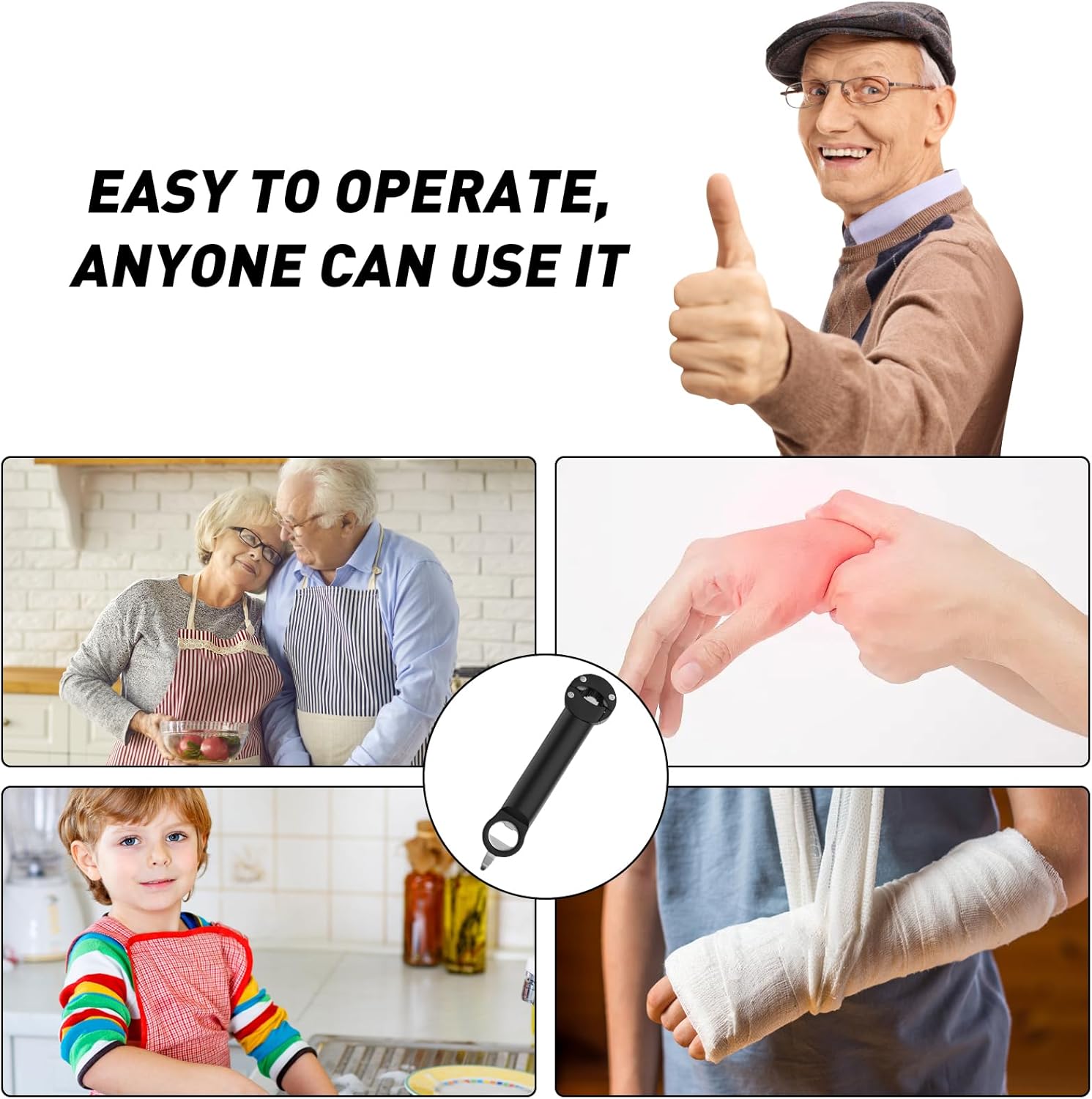 Jar Opener Bottle Opener for Seniors with Arthritis, Multi Retractable Magnetic Can Opener, Jar Grippers for Opening Jars, Kitchen Gadgets for Weak Hands and Senior Arthritis (Black) - Image 6
