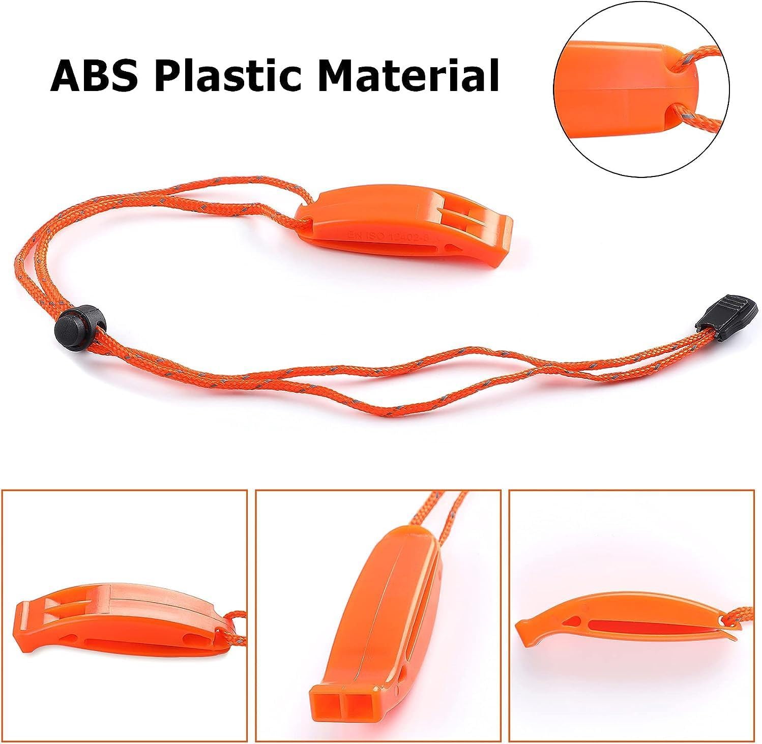 6Pcs Emergency Whistles, Safety Survival Whistles, Loud Floating Whistle with Adjustable Reflective Lanyard, for Boating, Swimming, Water Survival, Camping, Climbing, Hiking - Image 2