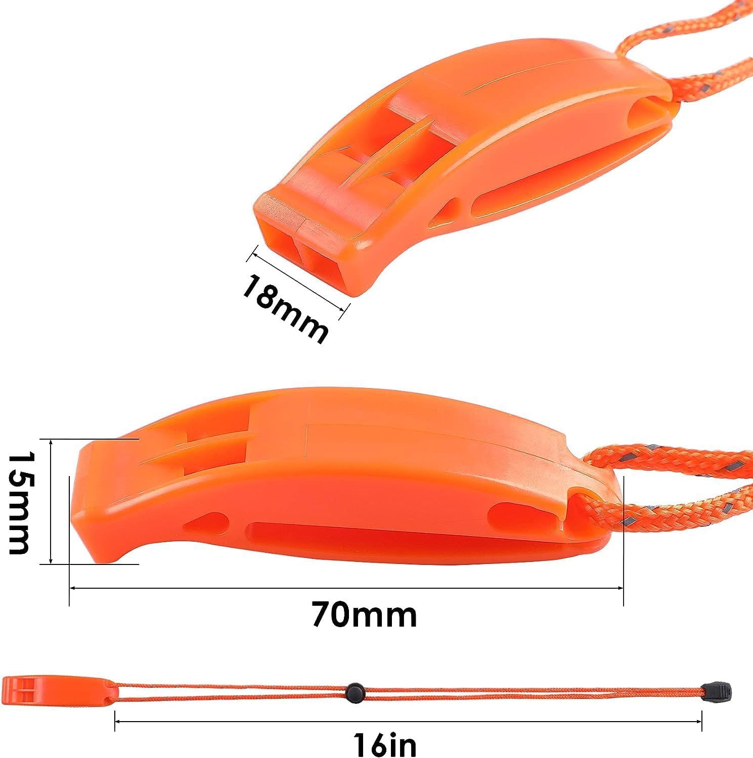 6Pcs Emergency Whistles, Safety Survival Whistles, Loud Floating Whistle with Adjustable Reflective Lanyard, for Boating, Swimming, Water Survival, Camping, Climbing, Hiking - Image 3
