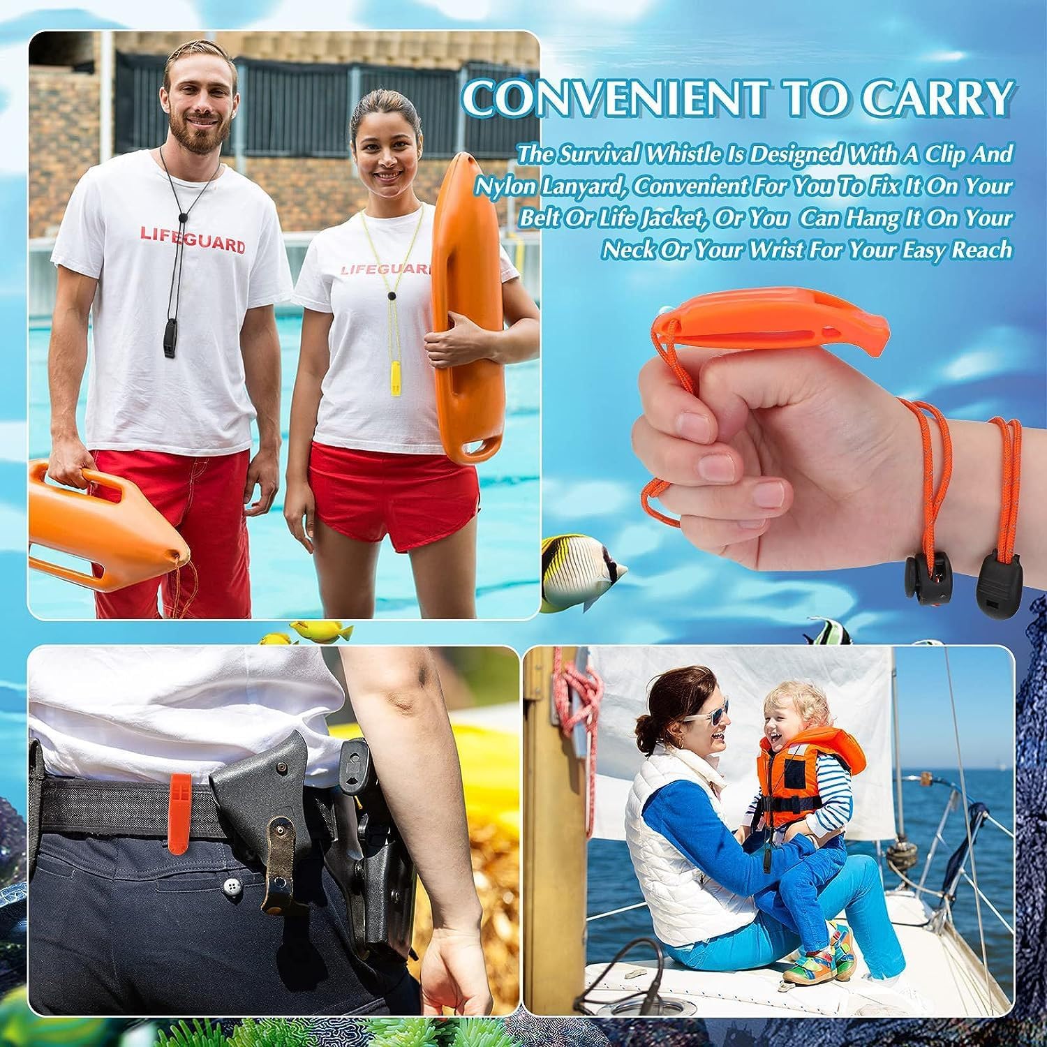 6Pcs Emergency Whistles, Safety Survival Whistles, Loud Floating Whistle with Adjustable Reflective Lanyard, for Boating, Swimming, Water Survival, Camping, Climbing, Hiking - Image 5