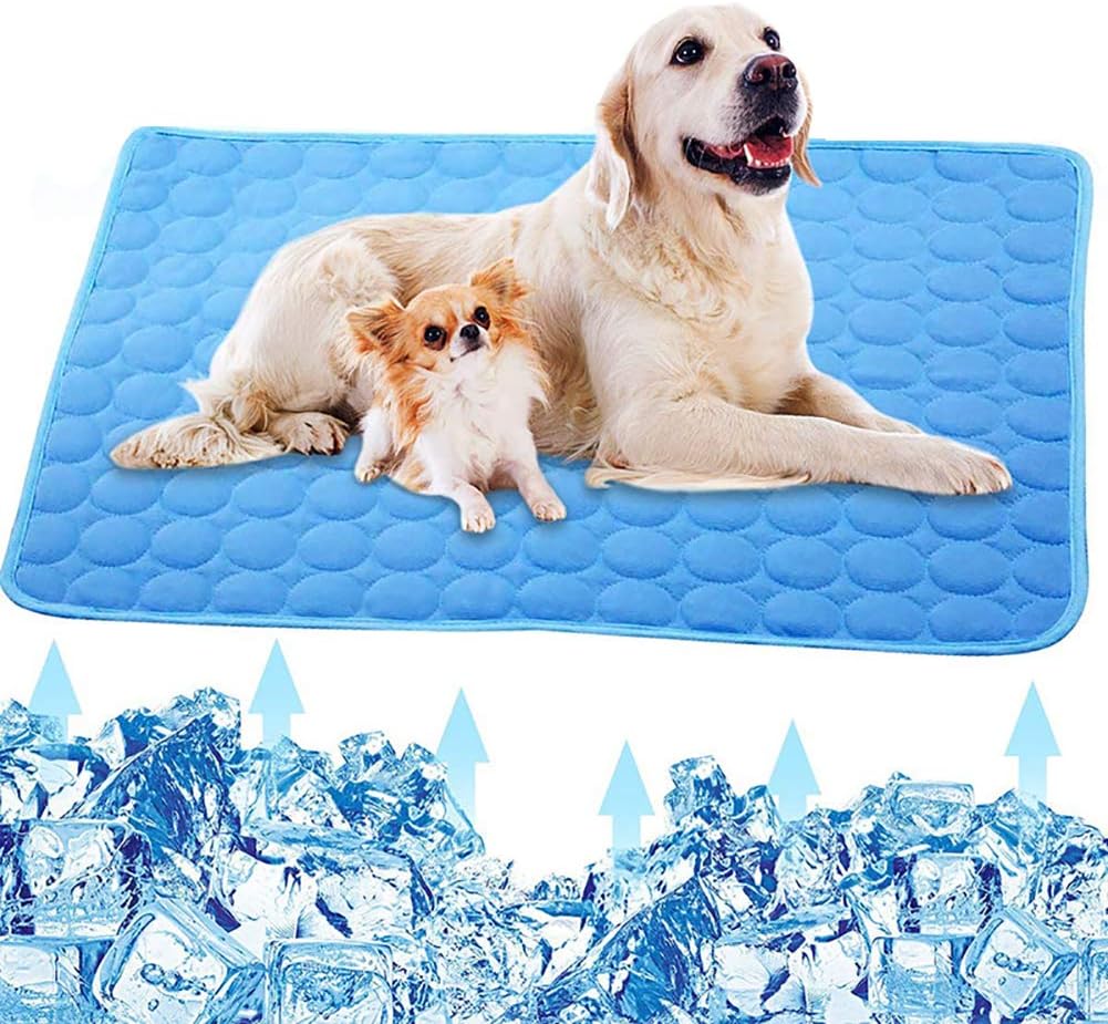 Pet Cooling Mat for Dogs, Pet Dog Self Cooling Pad, Ice Silk Self Cooling Mat Sleep Pad Foldable and Washable Summer Cool Mat Blanket for Cats, Kennels, Crates and Beds (Medium(23.6