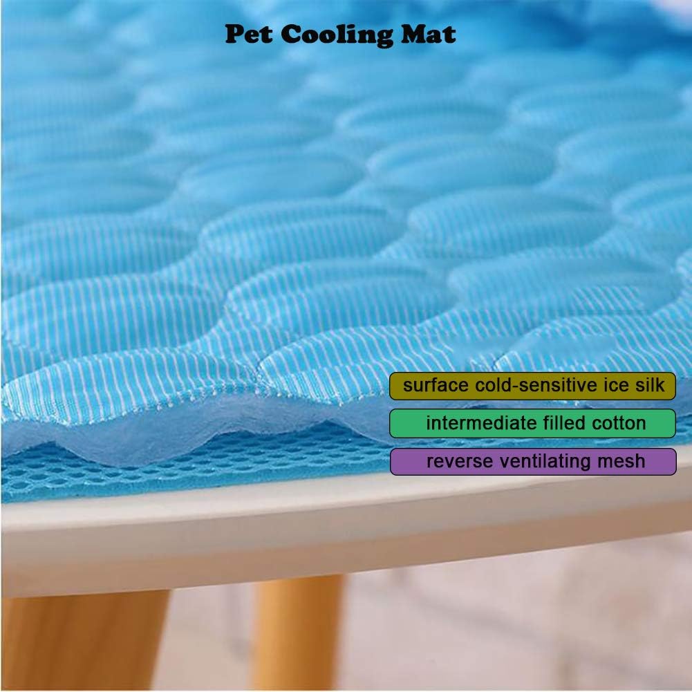Pet Cooling Mat for Dogs, Pet Dog Self Cooling Pad, Ice Silk Self Cooling Mat Sleep Pad Foldable and Washable Summer Cool Mat Blanket for Cats, Kennels, Crates and Beds (Medium(23.6