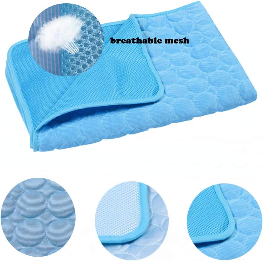 Pet Cooling Mat for Dogs, Pet Dog Self Cooling Pad, Ice Silk Self Cooling Mat Sleep Pad Foldable and Washable Summer Cool Mat Blanket for Cats, Kennels, Crates and Beds (Medium(23.6