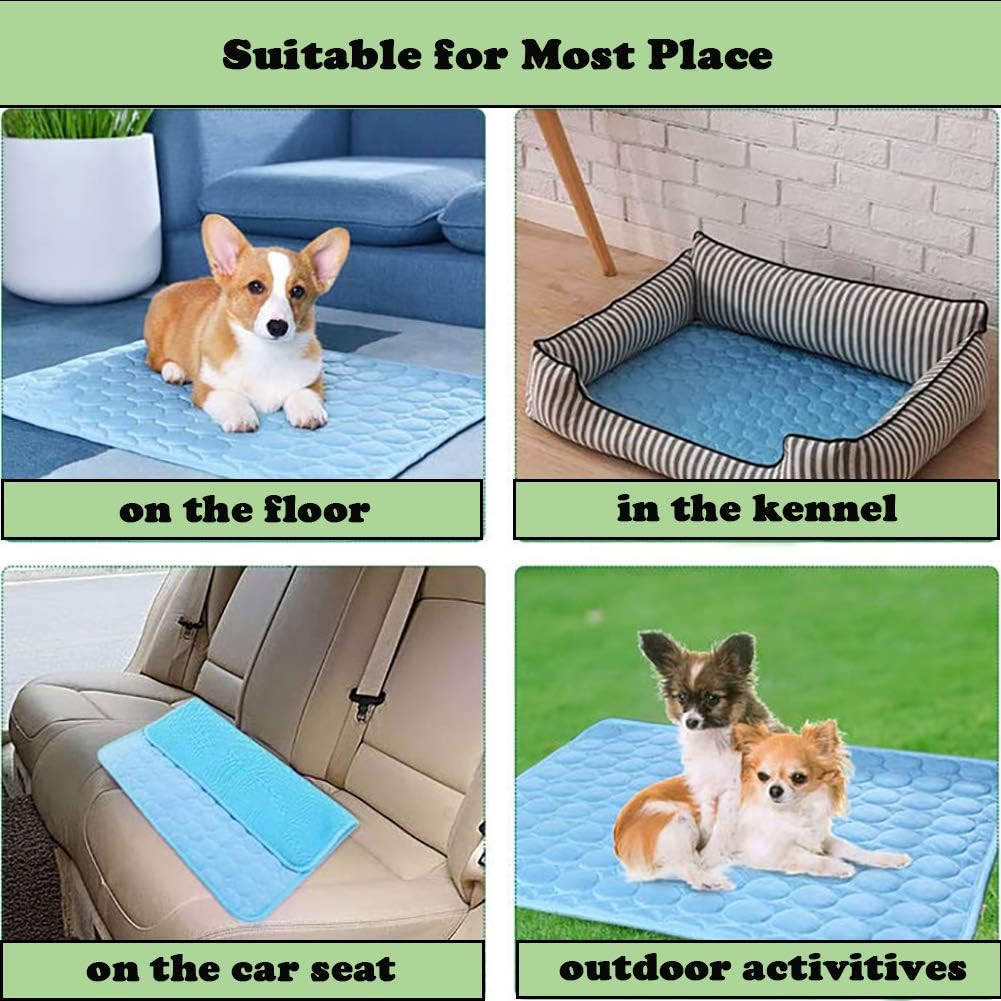 Pet Cooling Mat for Dogs, Pet Dog Self Cooling Pad, Ice Silk Self Cooling Mat Sleep Pad Foldable and Washable Summer Cool Mat Blanket for Cats, Kennels, Crates and Beds (Medium(23.6