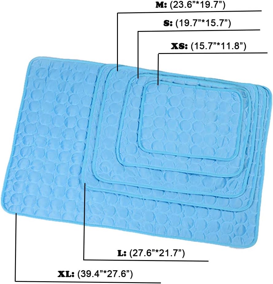 Pet Cooling Mat for Dogs, Pet Dog Self Cooling Pad, Ice Silk Self Cooling Mat Sleep Pad Foldable and Washable Summer Cool Mat Blanket for Cats, Kennels, Crates and Beds (Medium(23.6