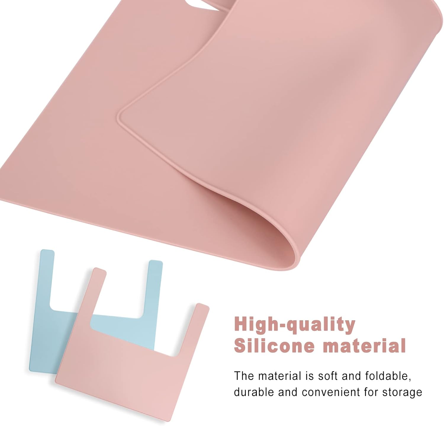 High Chair Placemat, Long Lasting High Chair Placemat Silicone, 2-Piece Set, Can Be Used Interchangeably, Suitable for IKEA Antilop Highchai, for Toddlers and Babies (Blue/Pink) - Image 5