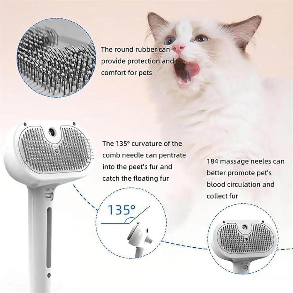 Kivori Pet Grooming Brush, Kivori All in One Pet Grooming Brush, 3-in-1 Pet Water Steam Spray Grooming Comb for Cats and Dogs (2pcs-a) - Image 7