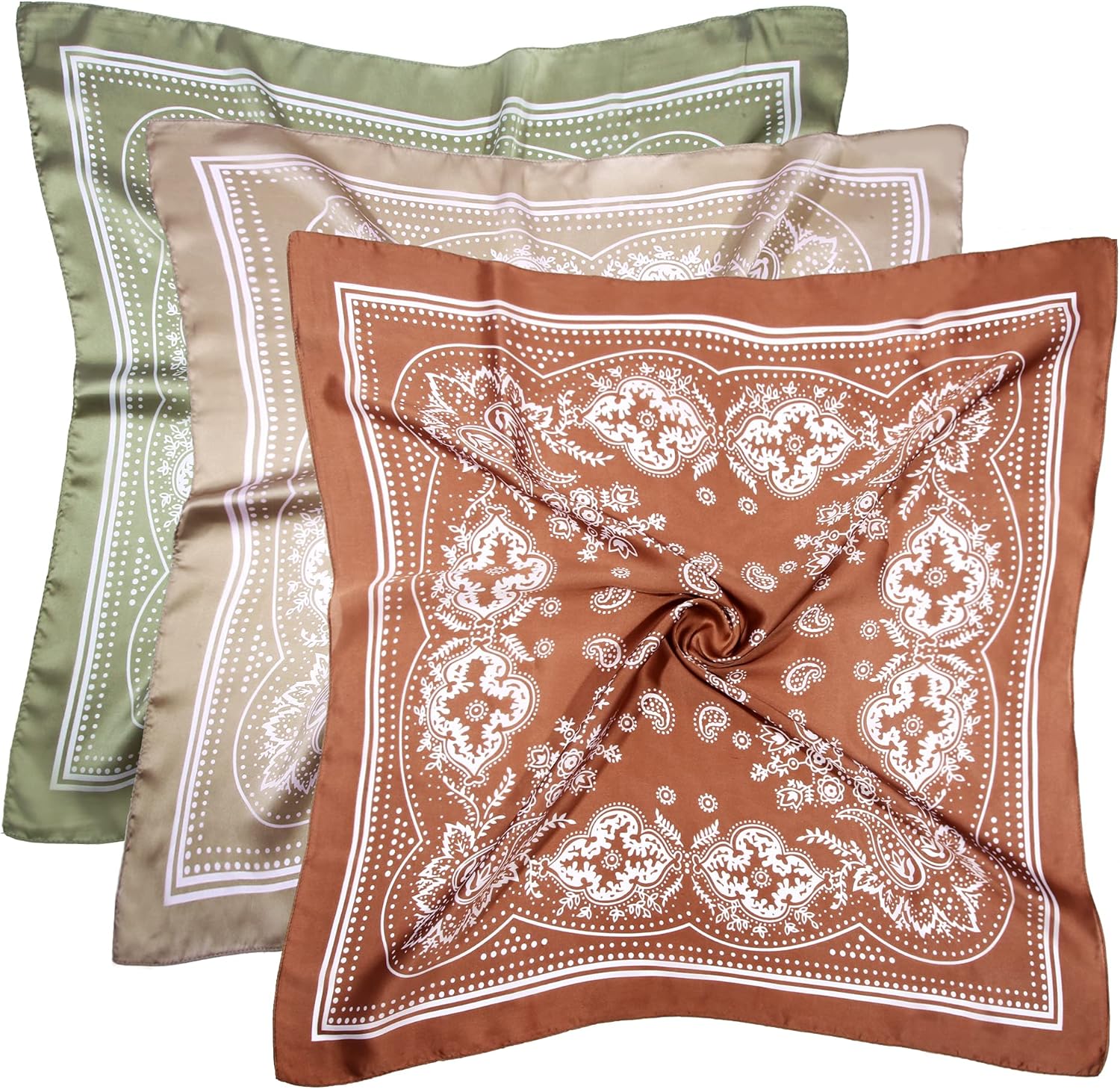 3 Pcs 27.5 Inches Satin Head Scarf Hair Scarf Silk Head Scarf Silk Bandana Silk Hair Wrap Neck Scarf for Women Girls - Image 1