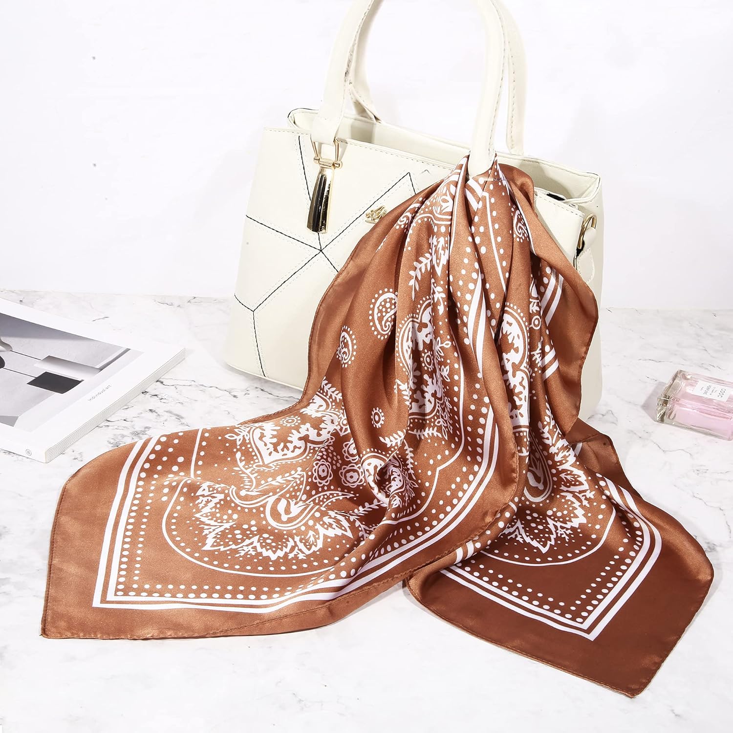 3 Pcs 27.5 Inches Satin Head Scarf Hair Scarf Silk Head Scarf Silk Bandana Silk Hair Wrap Neck Scarf for Women Girls - Image 5
