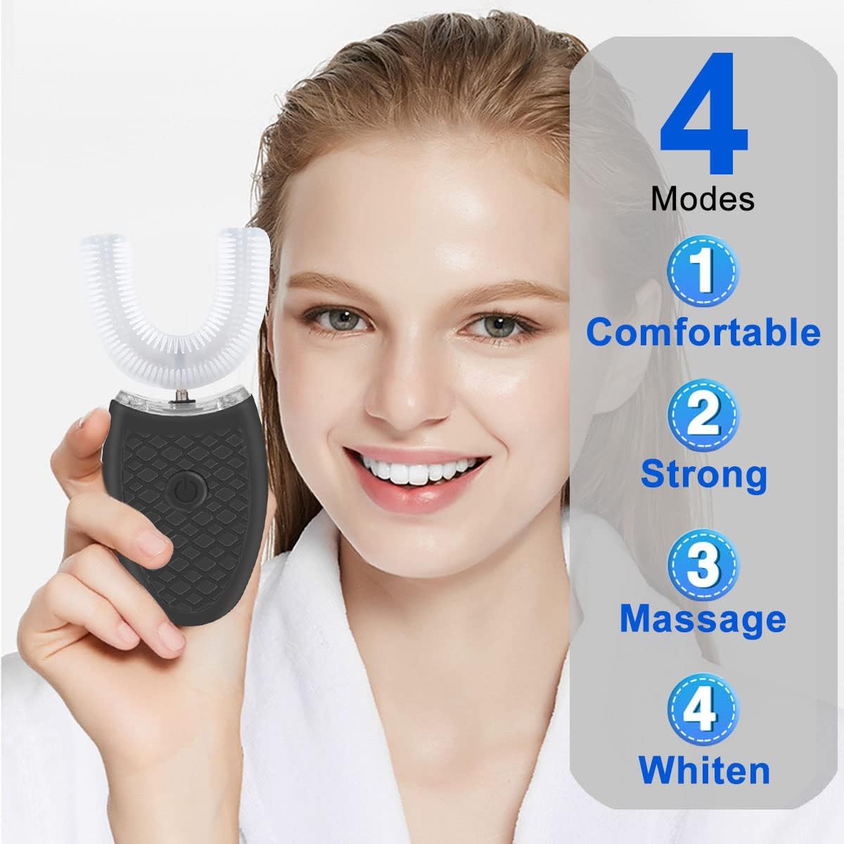 Ultrasonic Electric Toothbrush Adults, Automatic Toothbrush U Shaped Whole Mouth Cleaning Teeth Whitening Hands Free Rechargeable IPX7 Waterproof - Image 2