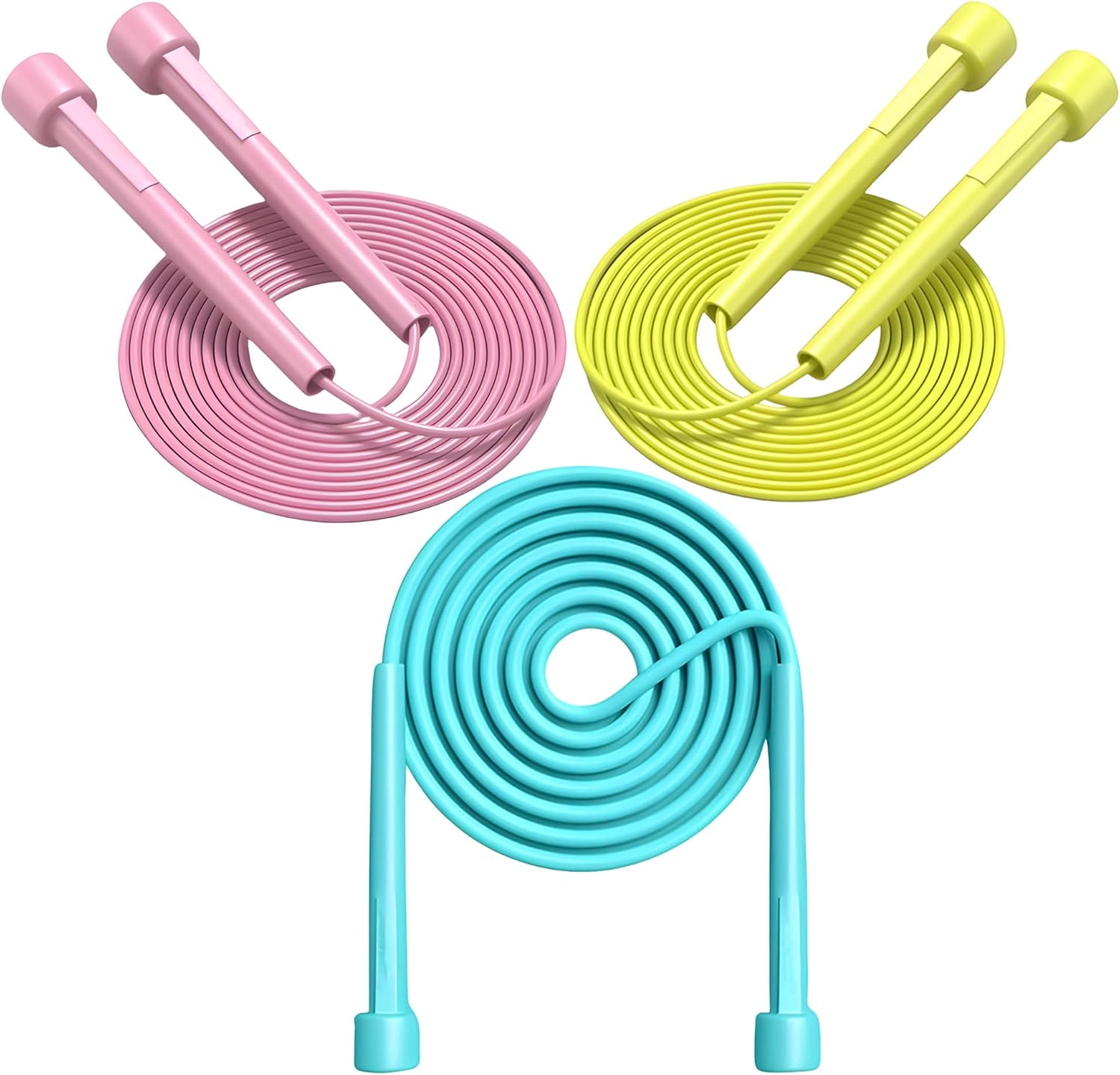 Kids Jump Rope, 3-Pack Set, Jump Rope for Kids 8-12, Beginners, and Adults - Lightweight, Tangle-Free, Adjustable PVC Rope - Jump Rope Kids, Jump Rope for Women (3 pcs) - Image 1