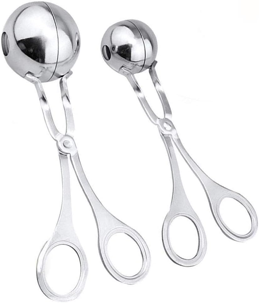 DodoBee Meatball Scoop Ball Maker, 2PCS Stainless Steel Meat Baller Tongs, Cake Pop Maker Meatball Scooper Cake Pop Scooper Melon Baller Rice Dough Ice Tongs for Kitchen Tools, Ball Size 1.38