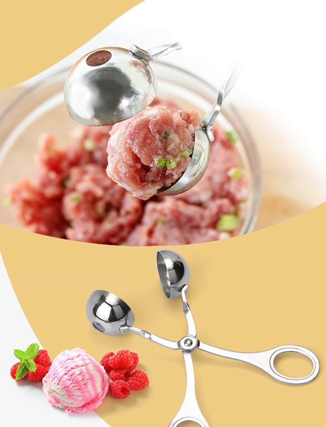 DodoBee Meatball Scoop Ball Maker, 2PCS Stainless Steel Meat Baller Tongs, Cake Pop Maker Meatball Scooper Cake Pop Scooper Melon Baller Rice Dough Ice Tongs for Kitchen Tools, Ball Size 1.38