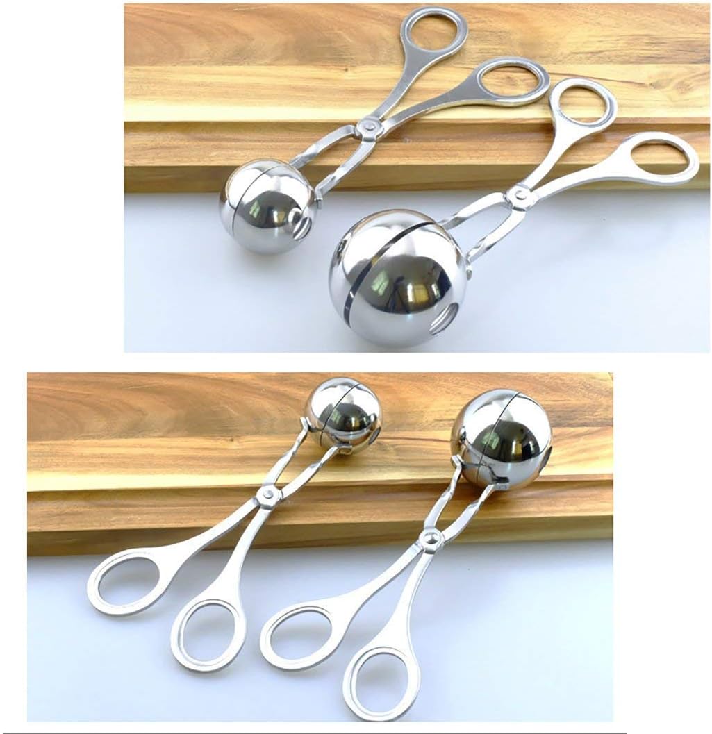 DodoBee Meatball Scoop Ball Maker, 2PCS Stainless Steel Meat Baller Tongs, Cake Pop Maker Meatball Scooper Cake Pop Scooper Melon Baller Rice Dough Ice Tongs for Kitchen Tools, Ball Size 1.38