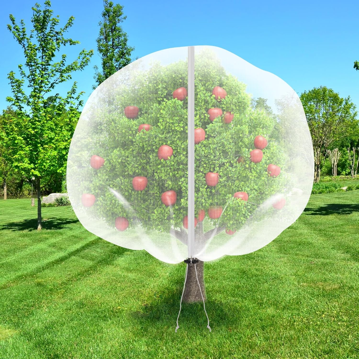 1Pack 10 * 10FT Large Fruit Tree Netting Bags with Zipper and Drawstring, Bird Netting for Blueberry Bushes and Apple Tree, Garden Netting Cover Safeguard Plant from Birds, Pest and Deer - Image 1
