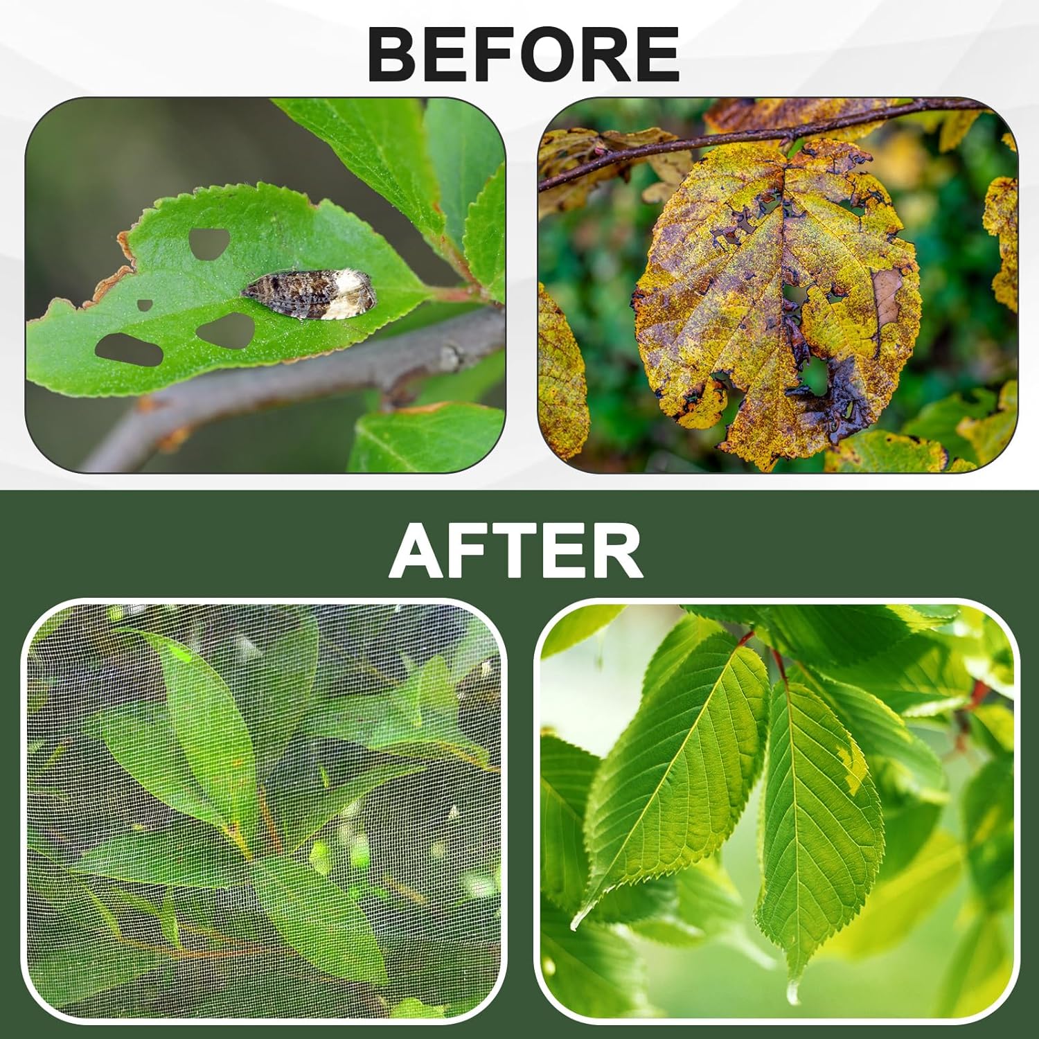 1Pack 10 * 10FT Large Fruit Tree Netting Bags with Zipper and Drawstring, Bird Netting for Blueberry Bushes and Apple Tree, Garden Netting Cover Safeguard Plant from Birds, Pest and Deer - Image 5