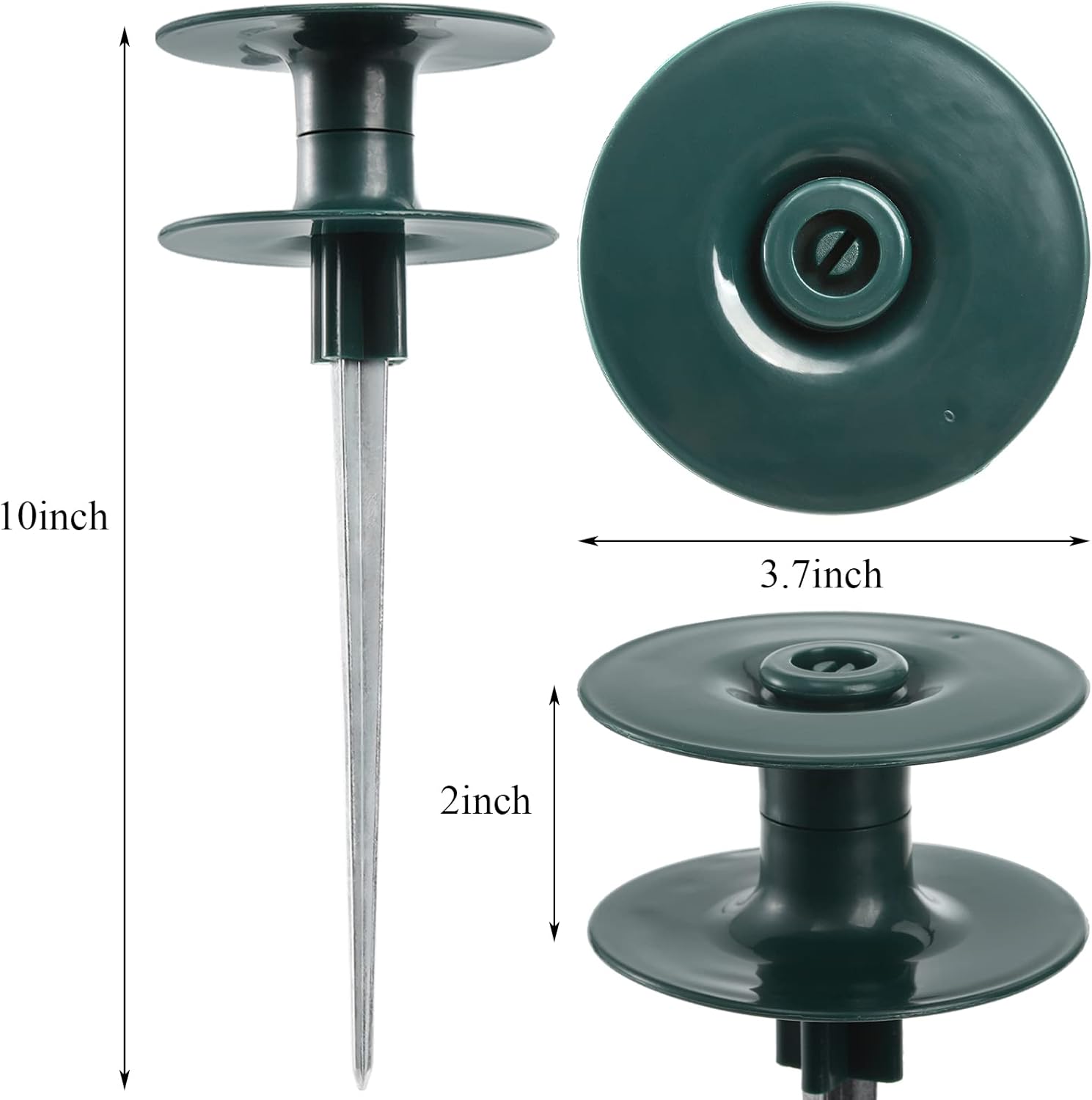 6 Pack Hose Guard Stake, 10 Inch Green ABS & Zinc Alloy Garden Hose Guide Spike with Heavy Spin Top, Protects Plants & Landscaping - Image 2