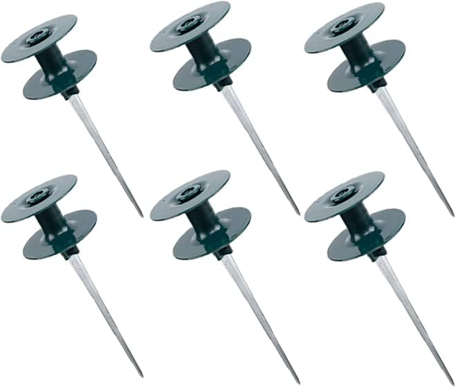 6 Pack Hose Guard Stake, 10 Inch Green ABS & Zinc Alloy Garden Hose Guide Spike with Heavy Spin Top, Protects Plants & Landscaping - Image 3
