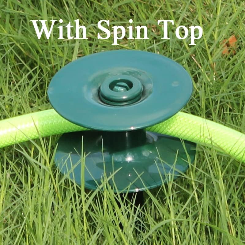 6 Pack Hose Guard Stake, 10 Inch Green ABS & Zinc Alloy Garden Hose Guide Spike with Heavy Spin Top, Protects Plants & Landscaping - Image 4