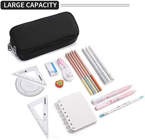 Pencil Case Large Capacity Pencil Pouch Aesthetic Pen Bag Office Stationery Organizer Simple Sturdy Multifunctional Pencil Bag for Men - Black - Image 5