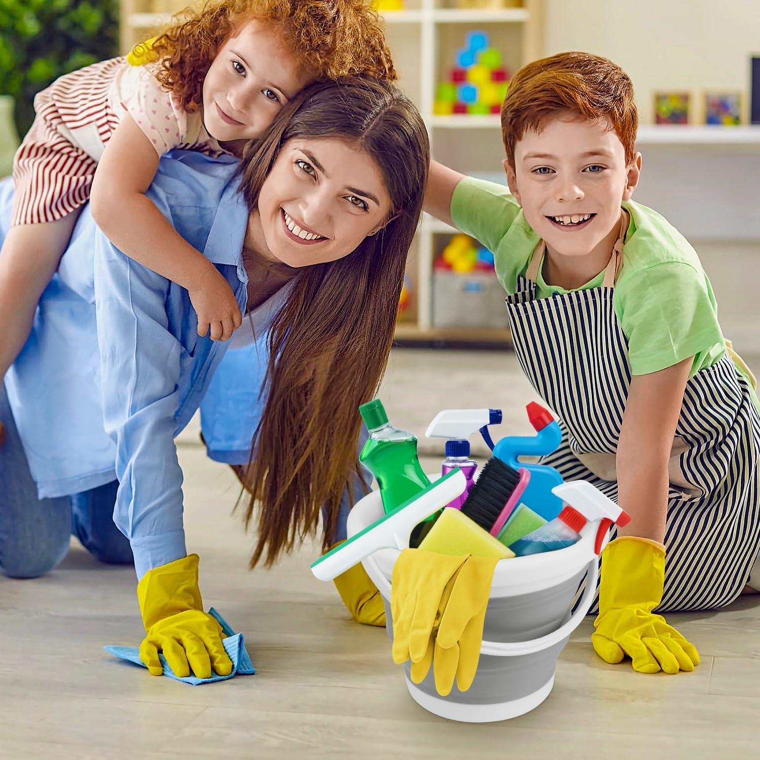 Collapsible Silicone 5L (1.3 Gallon) Cleaning Bucket - Household, Bathroom, Car Wash, Ice Bucket - Grey - Image 7