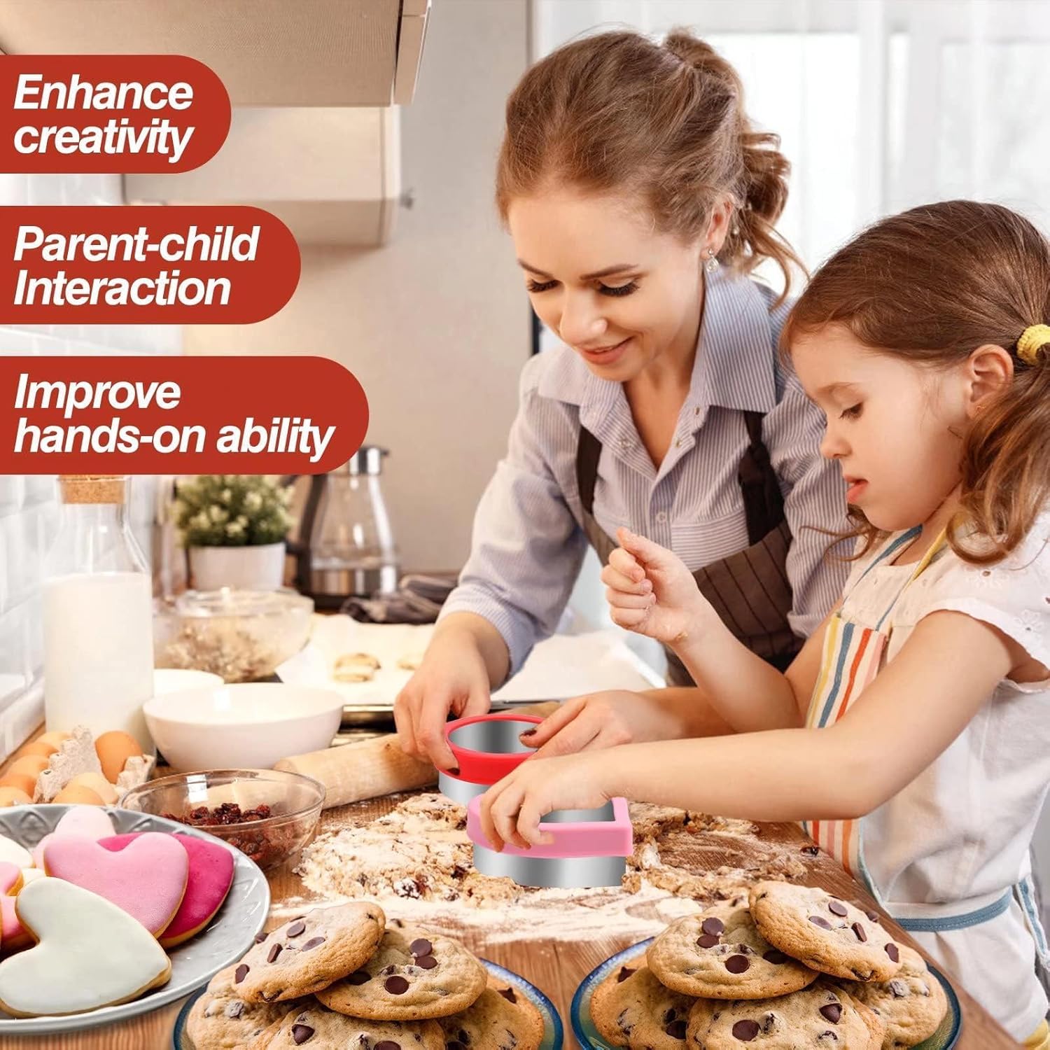Sandwich Cutter and Sealer Set 4 Pcs Bread Decruster Sandwich Cutter Pancake Maker Heart Square Circle Dinosaur Shape DIY Cookie Cutters Gift for Kids Adult Boys Girls - Image 2