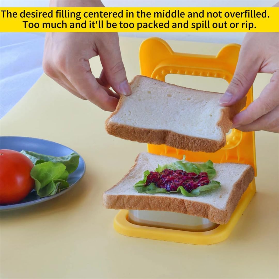 Sandwich Cutter and Sealer, Square Pocket Sandwiches Cutter Uncrustables Maker, Sandwich Cutters for kids love lunchables (Red) - Image 3
