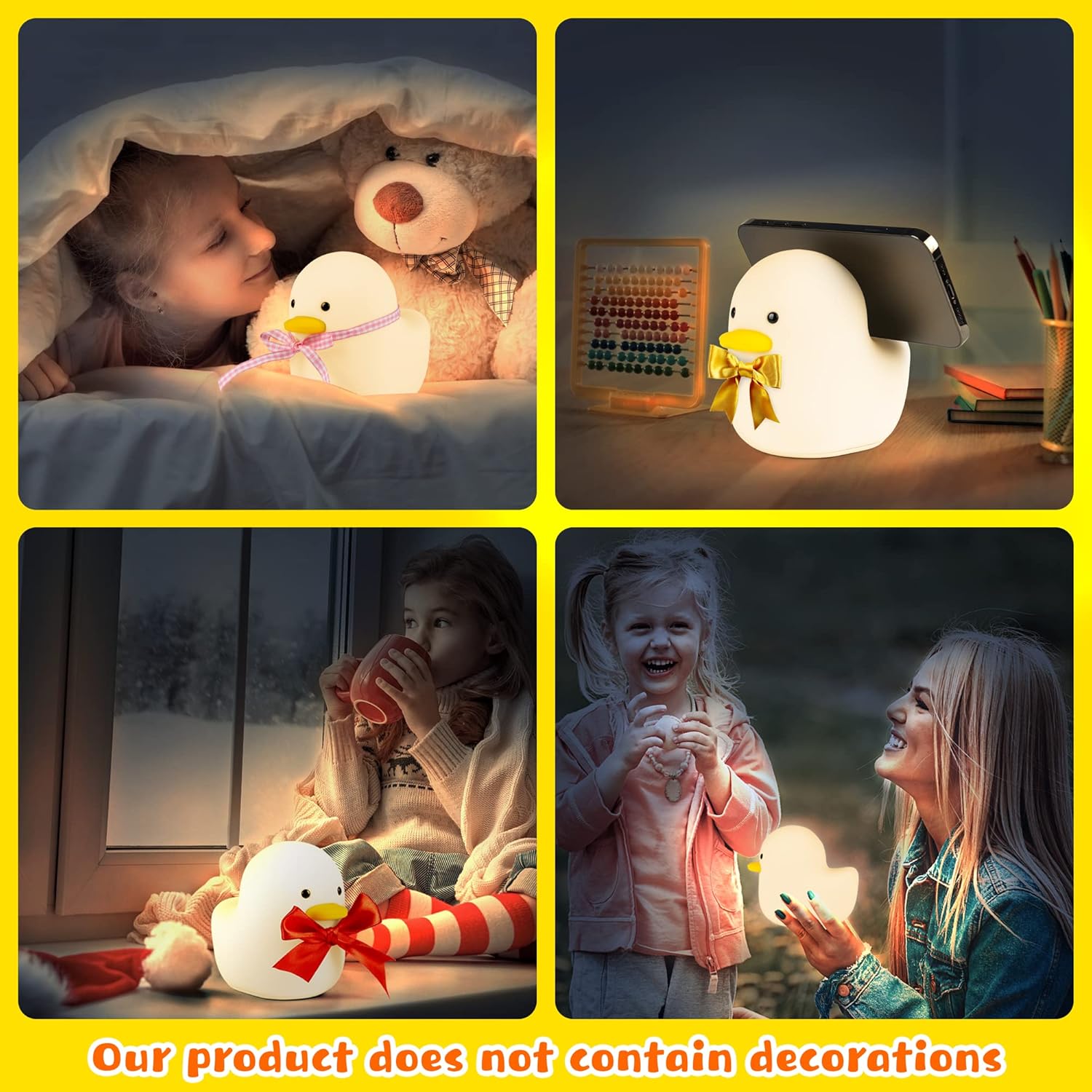 LED Duck Night Light, Cute Animal Silicone Nursery Night Light Rechargeable Table Lamp Bedside Lamp with Touch Sensor for Women Bedrooms, Livin - Image 7