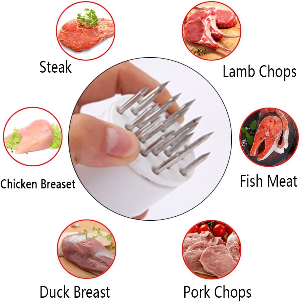 2 Pack Meat Tenderizer Tool Profession Kitchen Gadgets Jacquard Meat Tenderizers 21 Blades Stainless Steel Meat Tenderizer Needle Best For Tenderizing,BBQ,Marinade & Flavor Maximizer - Image 2