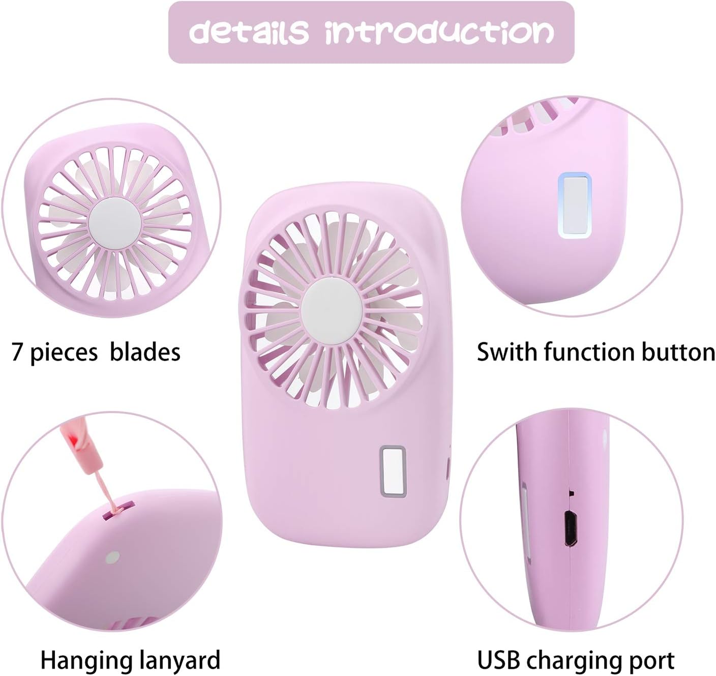 Desk Fan Battery Operated, Portable USB Rechargeable Fan, 2000mAh 180° Tilt Folding Personal Fan With Power Display, 5 Speeds Ultra Quiet Table Fan for Desktop, Home, Travel (p2) - Image 5
