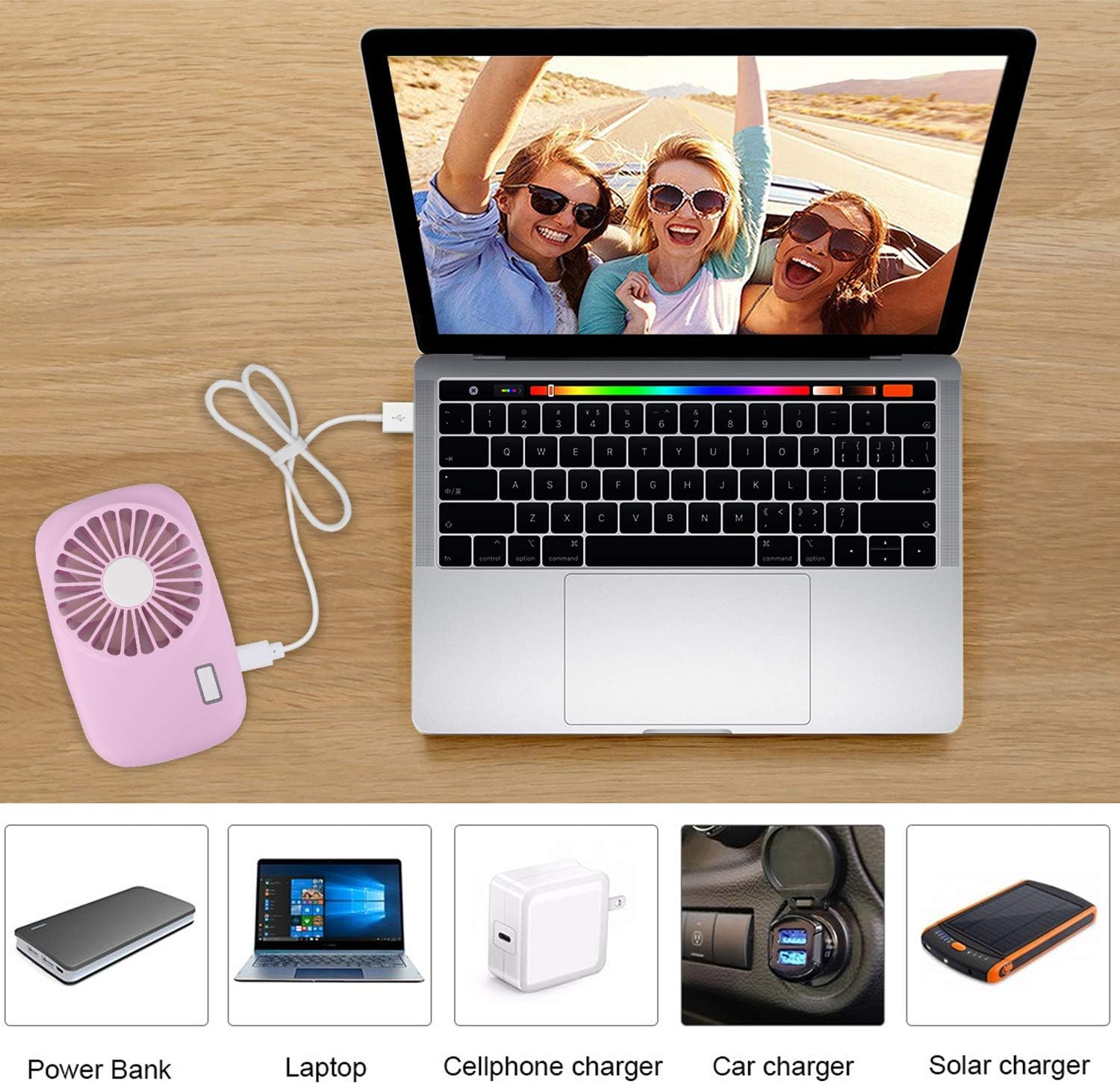 Desk Fan Battery Operated, Portable USB Rechargeable Fan, 2000mAh 180° Tilt Folding Personal Fan With Power Display, 5 Speeds Ultra Quiet Table Fan for Desktop, Home, Travel (p2) - Image 6