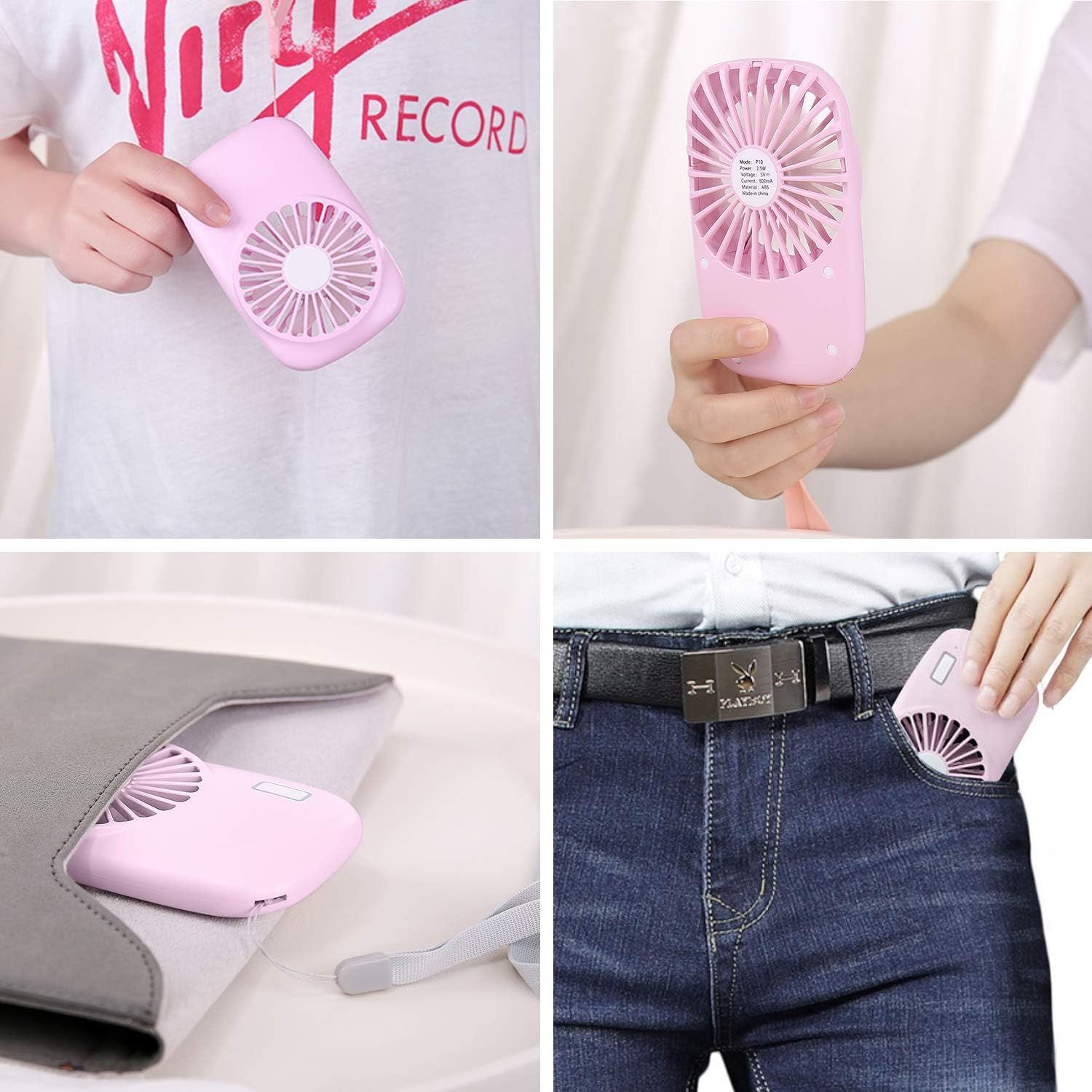 Desk Fan Battery Operated, Portable USB Rechargeable Fan, 2000mAh 180° Tilt Folding Personal Fan With Power Display, 5 Speeds Ultra Quiet Table Fan for Desktop, Home, Travel (p2) - Image 7