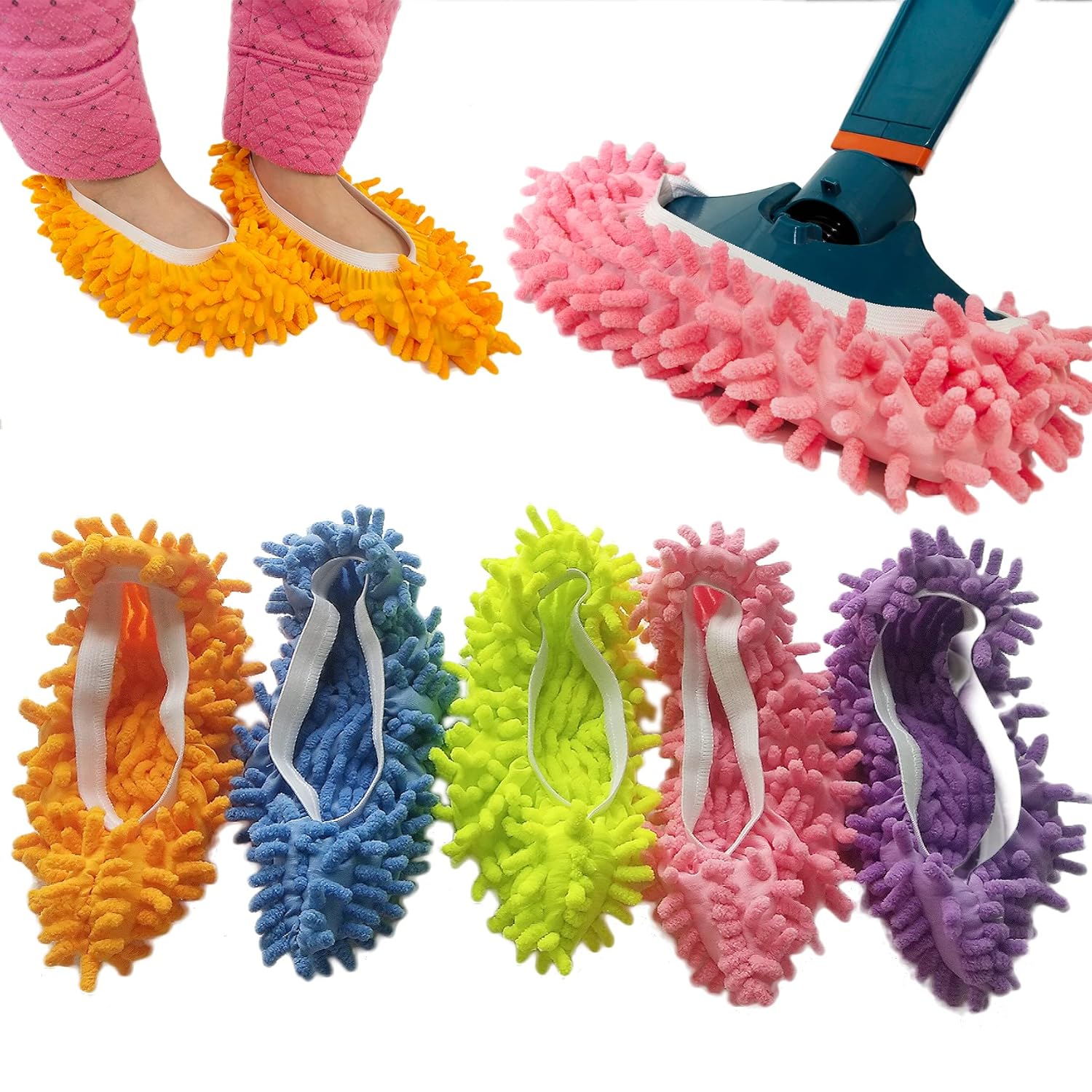 10 PCS 5 Pairs Dust Duster Mop Slippers Shoes Cover, Multi Function Washable Microfiber Foot Socks Floor Cleaning Shoes Cover for House Kitchen Office - Image 1