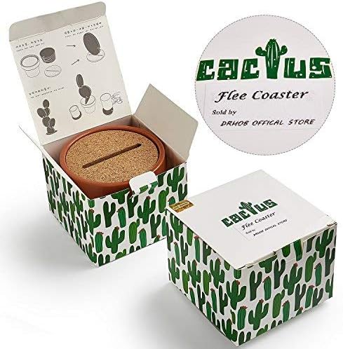 Flee 6-Piece Green Coaster Set with Flower Pot Shaped Holder for Drinks,Coffee,Cup - Image 4
