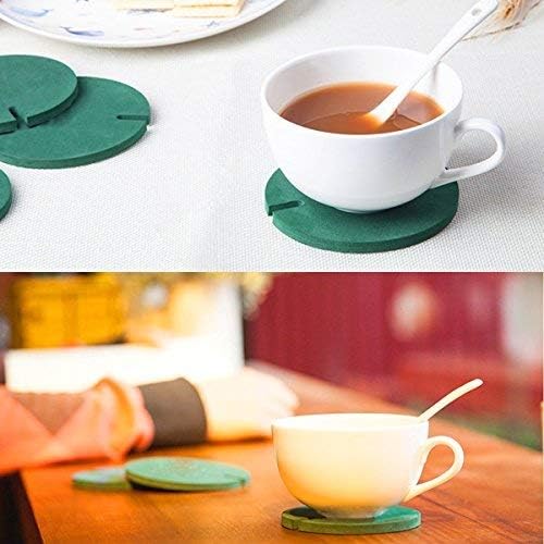 Flee 6-Piece Green Coaster Set with Flower Pot Shaped Holder for Drinks,Coffee,Cup - Image 6