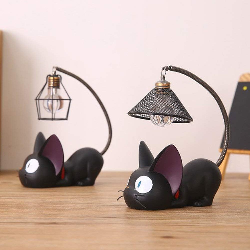 Resin Cat Design lamp Creative Night Light Table Bedside Lamps for Reading (Iron Wire Lampshade,3.1 x 4.7 x 6.7Inch) - Image 3
