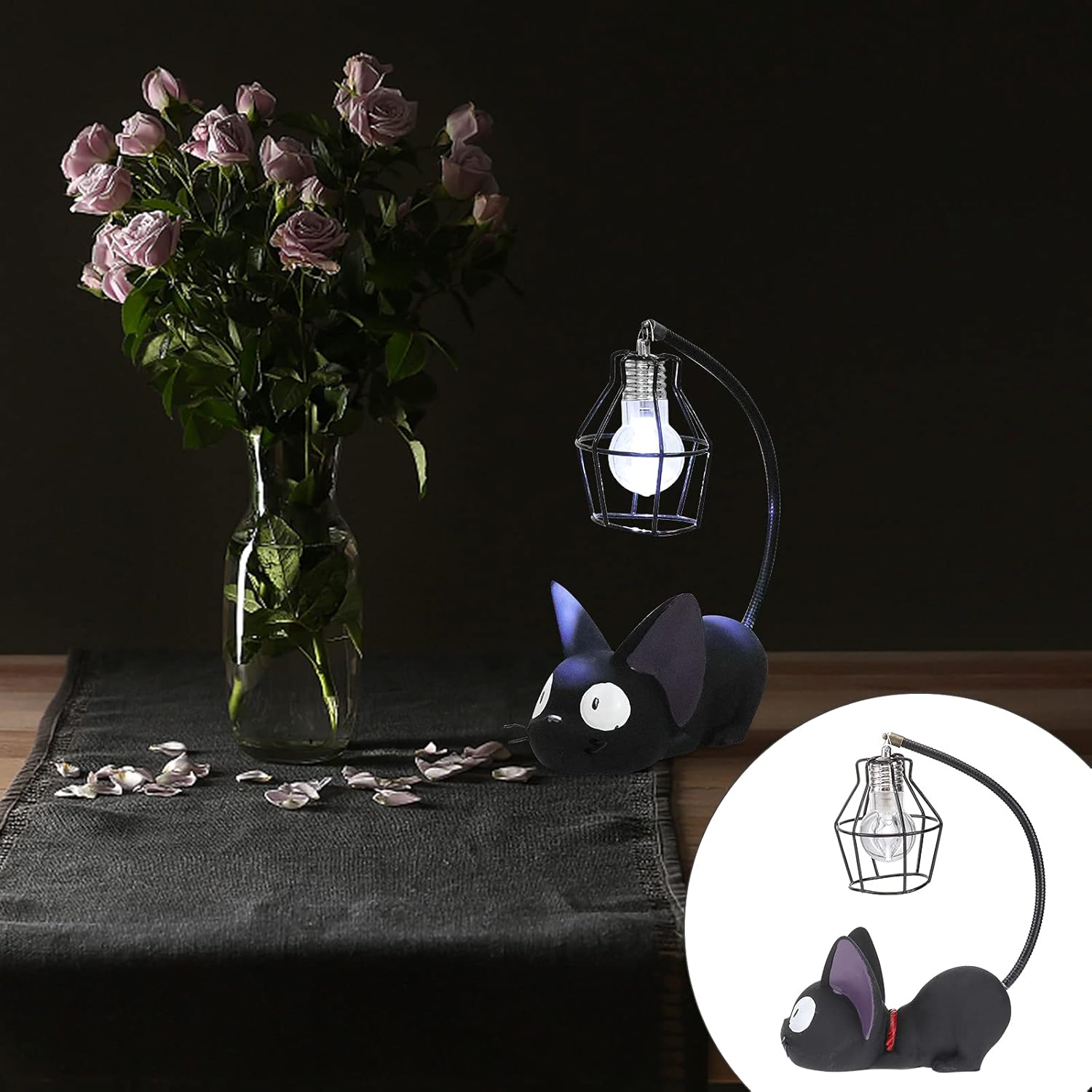 Resin Cat Design lamp Creative Night Light Table Bedside Lamps for Reading (Iron Wire Lampshade,3.1 x 4.7 x 6.7Inch) - Image 8