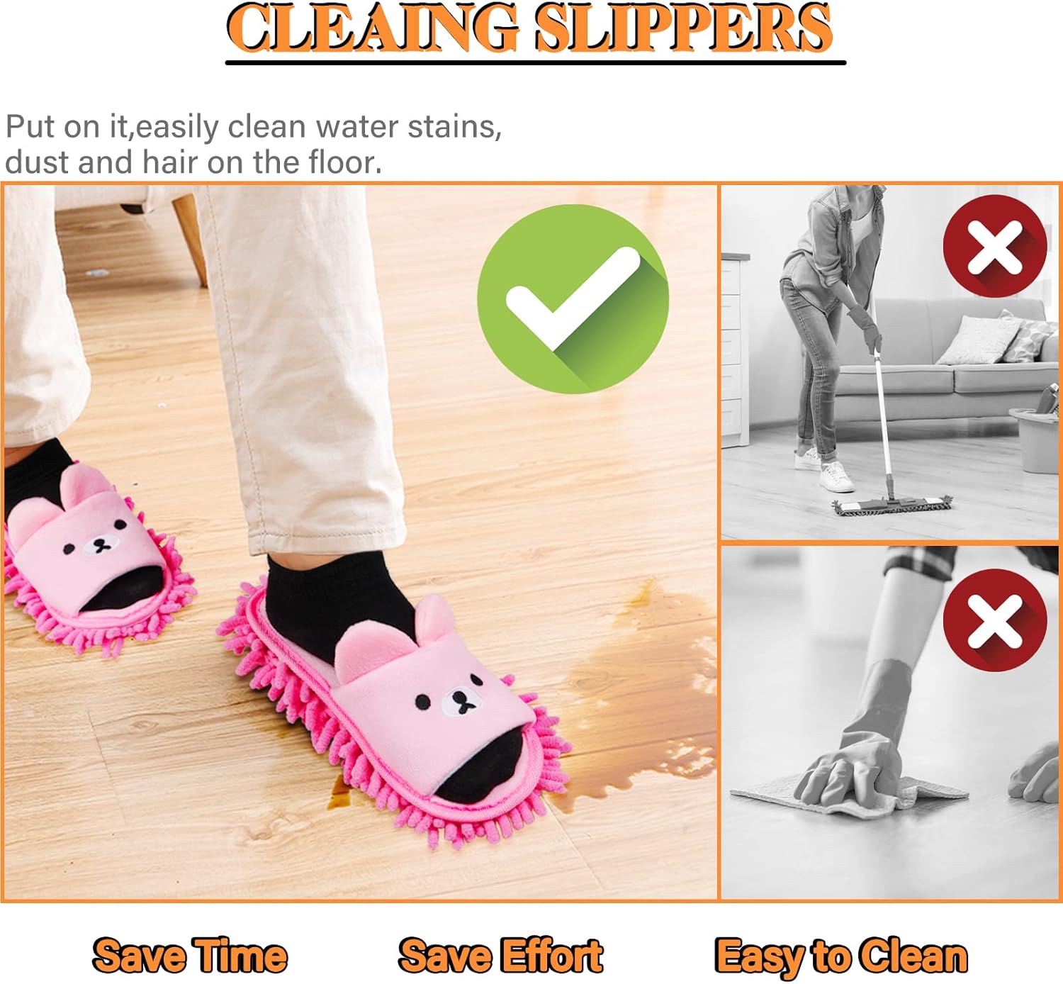 1 Pair Detachable Mop Slippers Shoes Microfiber Chenille Soft Comfortable Dust Dirt Hair Cleaner - Image 3