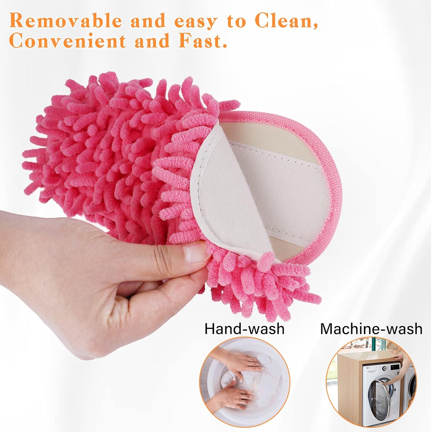 1 Pair Detachable Mop Slippers Shoes Microfiber Chenille Soft Comfortable Dust Dirt Hair Cleaner - Image 4